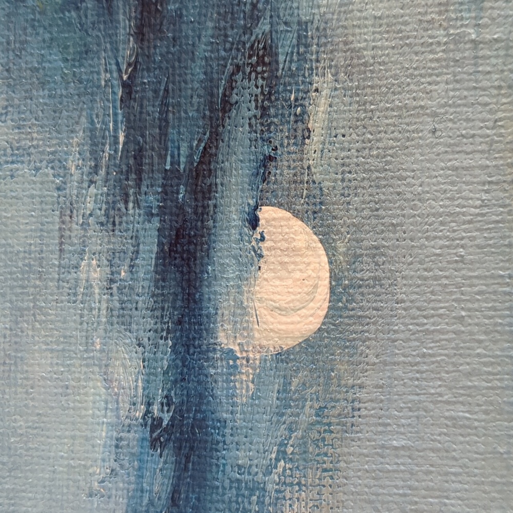 New Painting Dark Moonlit Seascape Waves, Signed Original Acrylic 14X11  Canvas - Picture 8 of 10